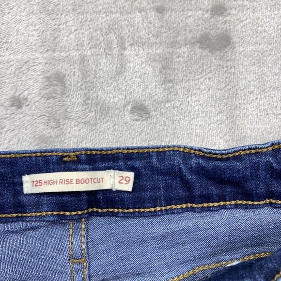 Levi's 725 High Rise Bootcut Jeans Dark Wash Women Sz 29 Fits 25" Grunge Retro - Picture 6 of 11